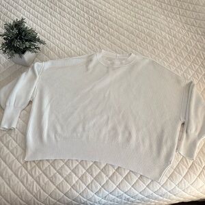 Aerie Ribbed Cream Crew Neck Sweater